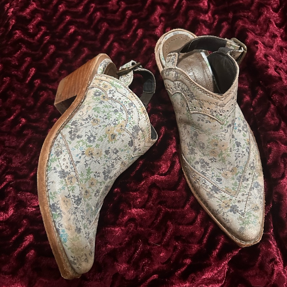 LIBERTY Black Floral Cut-Out Ankle Boots